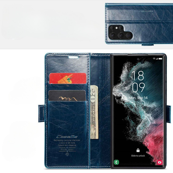 Флип-кейс CASEME для Samsung Galaxy S22 Ultra, Waxy Textured, синий
