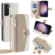 Чохол-книжка для Samsung Galaxy S23 FE, Wallet Zipper Pocket, з дзеркалом, білий