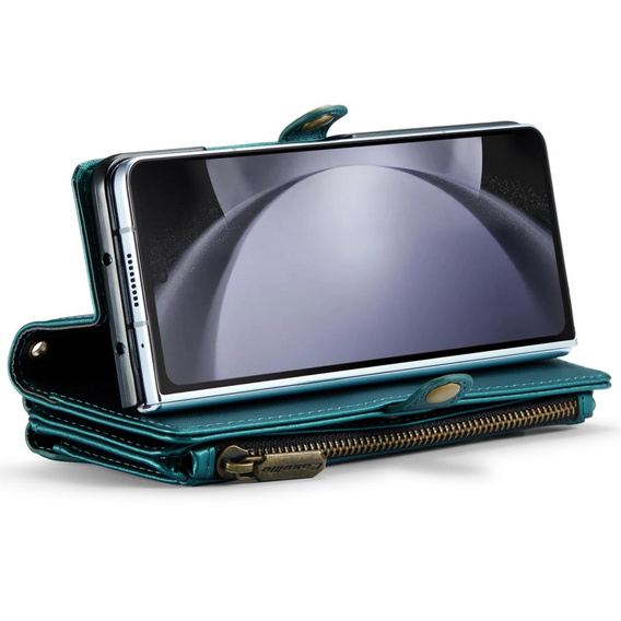 Чехол CASEME для Samsung Galaxy Z Fold6 5G, RFID Leather Wallet, с плечевым ремнем, зелёный