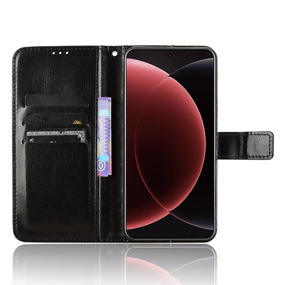 Футляр з клапаном для Xiaomi 15 Ultra, Crazy Horse Wallet, чорний