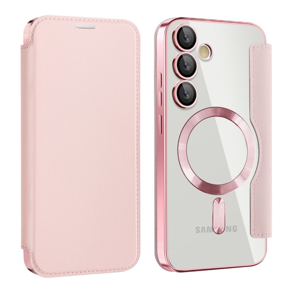 Чохол-книжка для Samsung Galaxy S24 FE, RFID Wallet MagSafe CamShield, рожевий