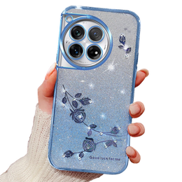 Чехол для OnePlus 12 5G, Glitter Flower, синий