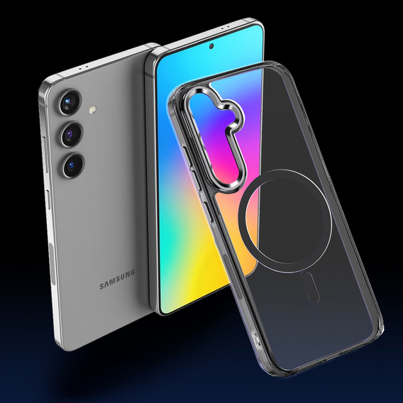 Чехол MagSafe для Samsung Galaxy S24+ Plus, гибридный чехол, чёрный