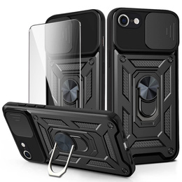 Броньований чохол для iPhone 16E, CamShield Slide, чорний + Загартоване скло 9H