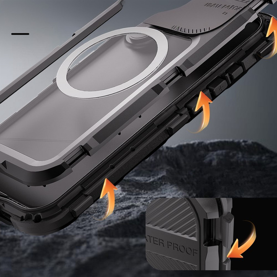 IP68 Водонепроницаемый чехол для iPhone 16, SHELLBOX MagSafe, чёрный