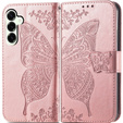 Откидной чехол для Samsung Galaxy S25 FE, Butterfly, розовый rose gold