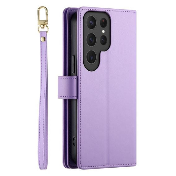 Откидной чехол для Samsung Galaxy S25 Ultra, Wallet Zipper Pocket, фиолетовый