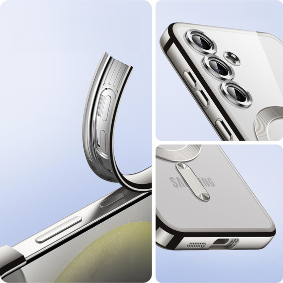 Чохол для Samsung Galaxy S24+ Plus, Electro MagSafe, сріблястий + Скло на екран