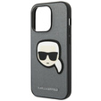 Чехол Karl Lagerfeld до iPhone 14 Pro Max, Saffiano Karl's Head Patch, серебряный