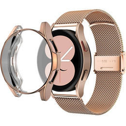 Металический браслет с чехлом для часов Samsung Galaxy Watch 4 40mm, Rose Gold