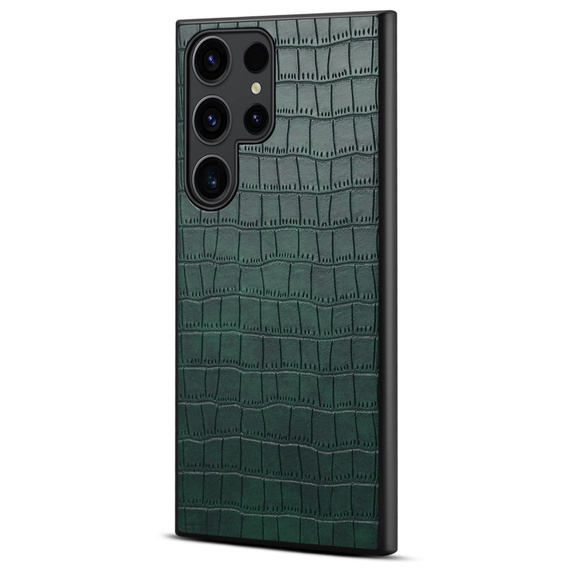 Чохол для Samsung Galaxy S24 Ultra, крокодил, зелений шкіра