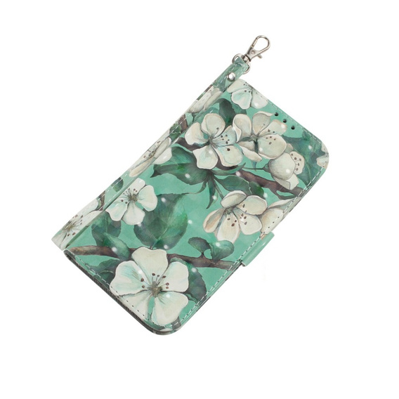 Чохол-книжка для Samsung Galaxy A15, Wallet, Flowers, зелений + скло 9H