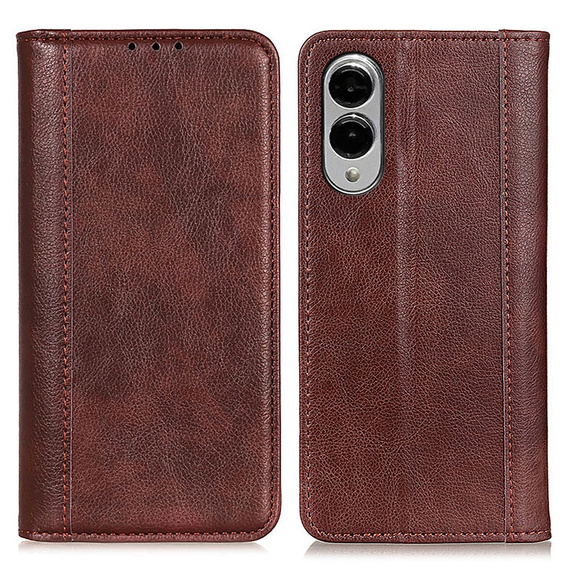Чохол-фліп для Samsung Galaxy S25 Edge, Split Leather, коричневий