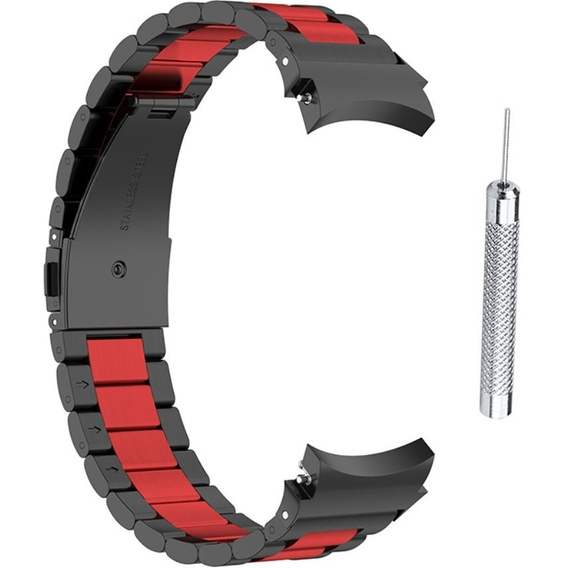 Браслет Stainless для  Samsung Galaxy Watch 4 / 4 Classic - Black/Red
