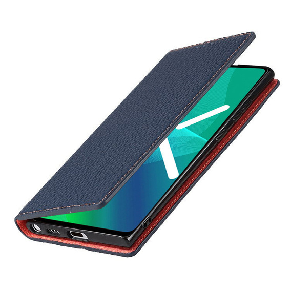 Кожаный чехол для Samsung Galaxy S22, ERBORD Grain Leather, темно-синий
