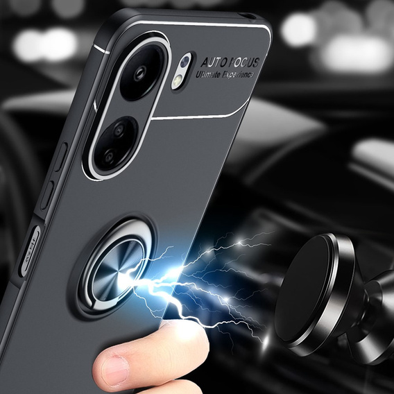 Чехол KickStand Finger Ring для Xiaomi Redmi 13 / Poco C65, черный