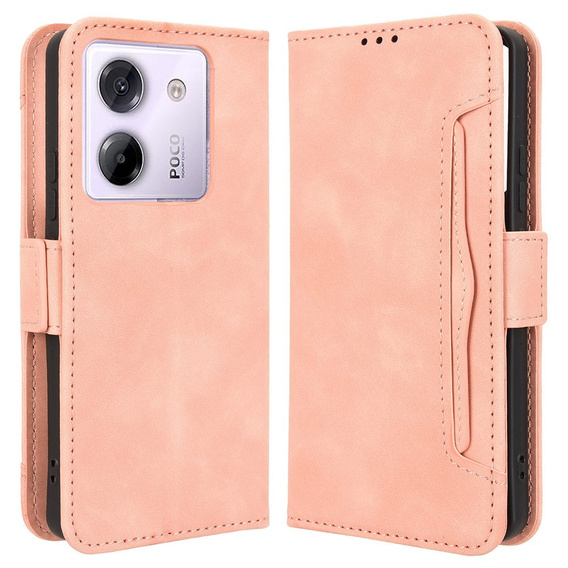 Футляр з клапаном для Xiaomi Poco M7 Pro 5G, Card Slot, рожевий