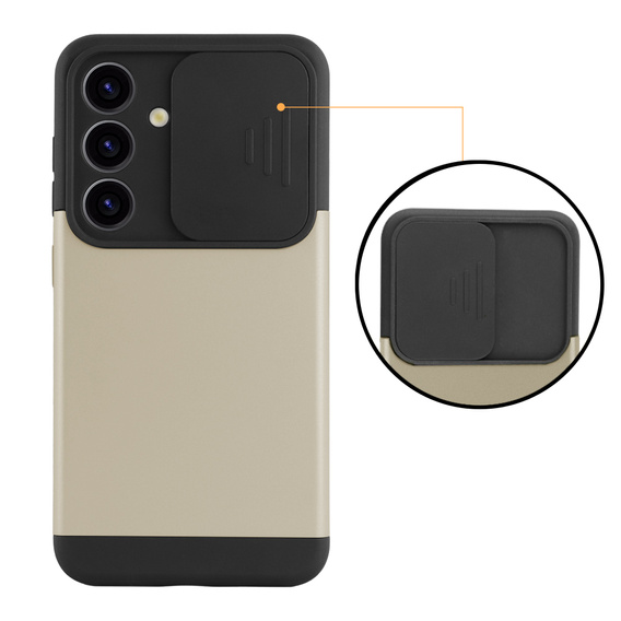 Чехол до Samsung Galaxy S24, ERBORD CamProtect Slide Camera, золотой