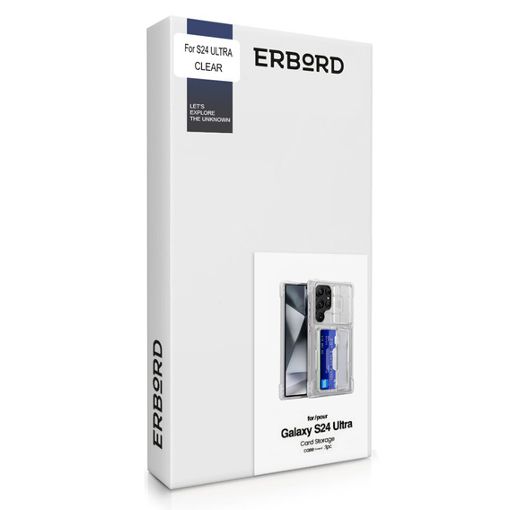 Чехол для Samsung Galaxy S24 Ultra, ERBORD SlideGuard with Card Holder, прозрачный