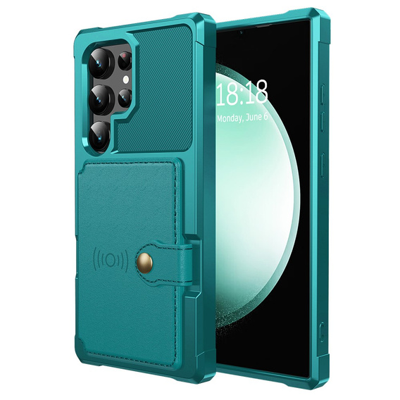 Чехол для Samsung Galaxy S24 Ultra, Card Holder Kickstand, зелёный