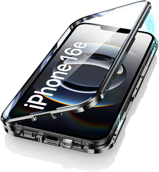 Чехол для iPhone 16E, Magnetic Dual Glass, чёрный