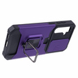 Бронированный чехол для Samsung Galaxy S23 FE, Camera Slide Card Slot, чёрный + 9H стекло
