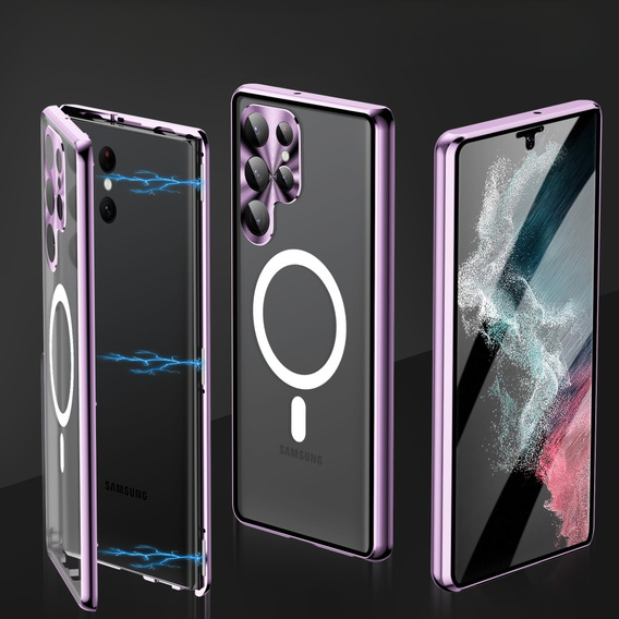 Магнітний чохол Dual Glass MagSafe для Samsung Galaxy S23 Ultra, фіолетовий