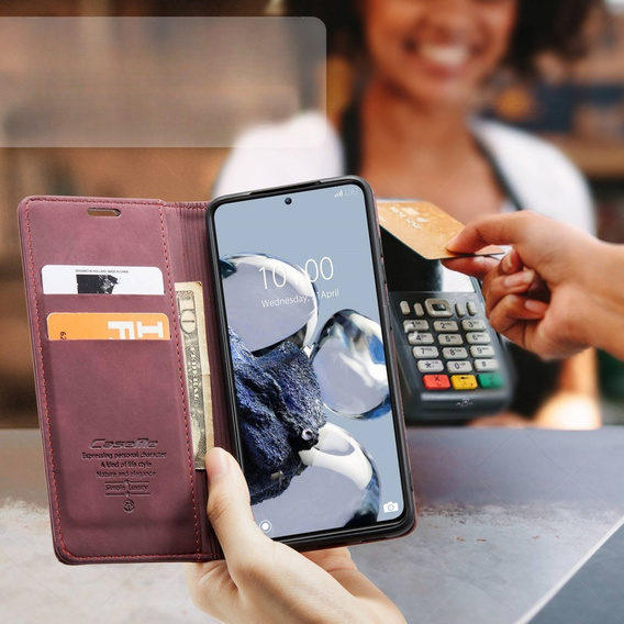 Чехол CASEME для Xiaomi 12T / 12T Pro, Leather Wallet Case, красный