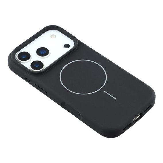 Силиконовый чехол для iPhone 17 Pro, для MagSafe, противоударный, черный