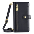 Откидной чехол для iPhone 14, Wallet Zipper Pocket, чёрный