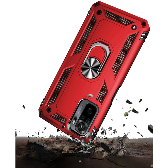 Бронированный Чехол до Xiaomi Redmi Note 10 / 10S, Nox Case Ring, красный