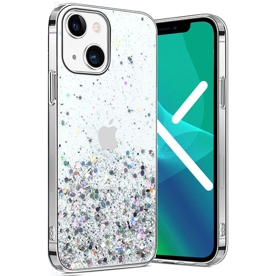 Чехол до iPhone 13 Mini, Glittery, синий