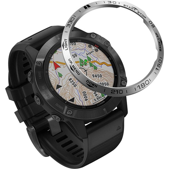 Накладка на безель для Garmin Fenix 6 / 6 Pro / 6 Sapphire, Silver/Black