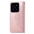 Чохол-книжка для Xiaomi 14T Pro, Mandala, рожевий rose gold