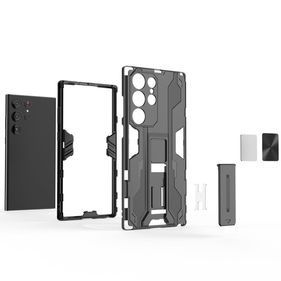Чехол до Samsung Galaxy S23 Ultra, Military kickstand, чёрный