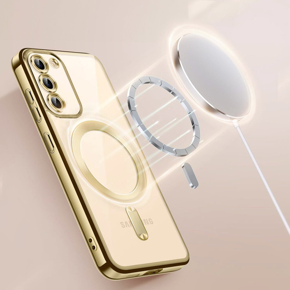 Чехол для Samsung Galaxy S23 Plus, Electro MagSafe, золотой + стекло для экрана