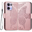 Откидной чехол для Oppo Reno 13 Pro, Butterfly, розовый rose gold