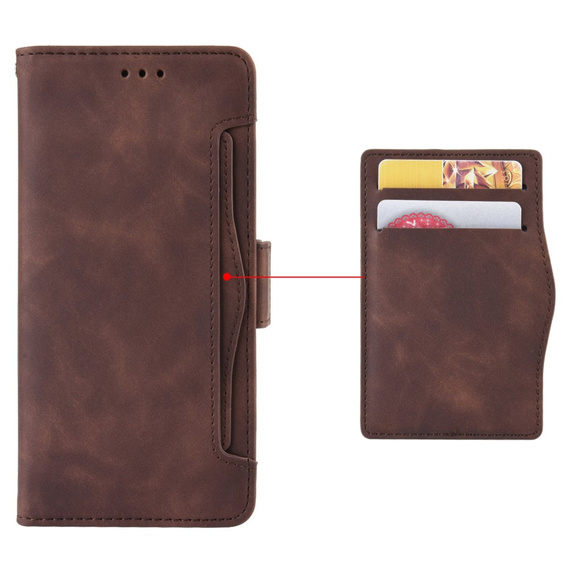Откидной чехол для OnePlus 12 5G, Card Slot, коричневый