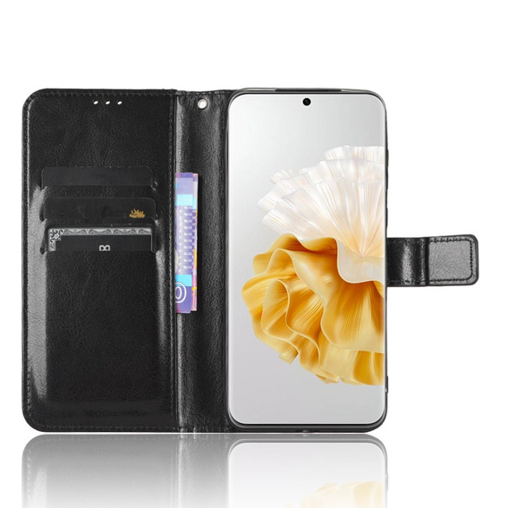Футляр з клапаном для Huawei P60 / P60 Pro, Crazy Horse Wallet, чорний