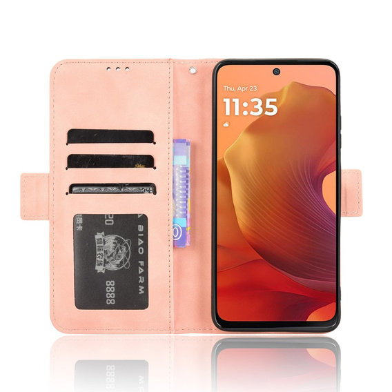 Футляр з клапаном для Motorola Moto G15 / Motorola Moto G15 Power, Card Slot, рожевий