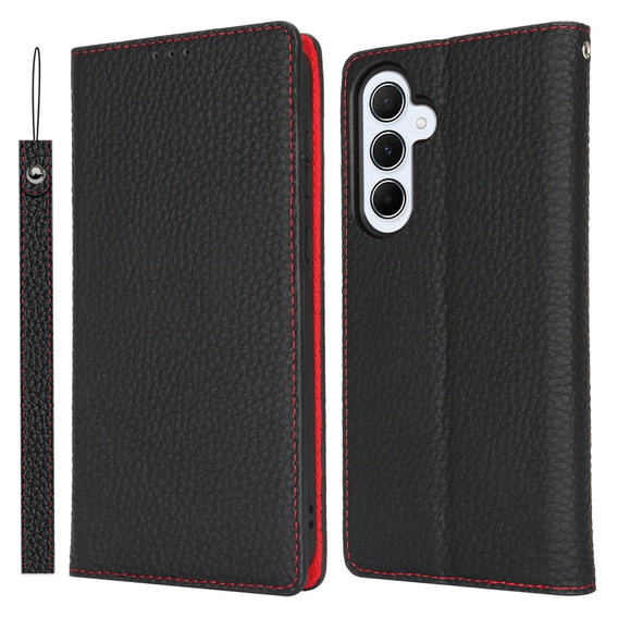 Чохол-книжка для Samsung Galaxy S24 FE, Litchi Skin Grain, чорний