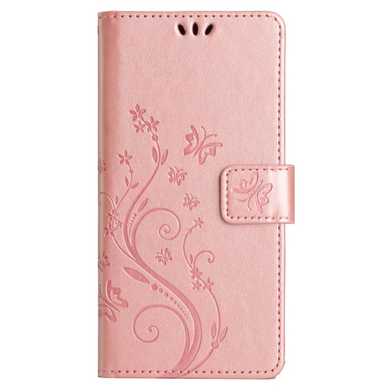 Откидной чехол для Xiaomi Redmi Note 13 Pro+, Butterfly, розовый rose gold