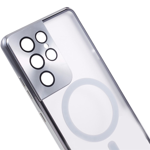 Магнітний чохол Dual Glass MagSafe для Samsung Galaxy S21 Ultra, сріблястий