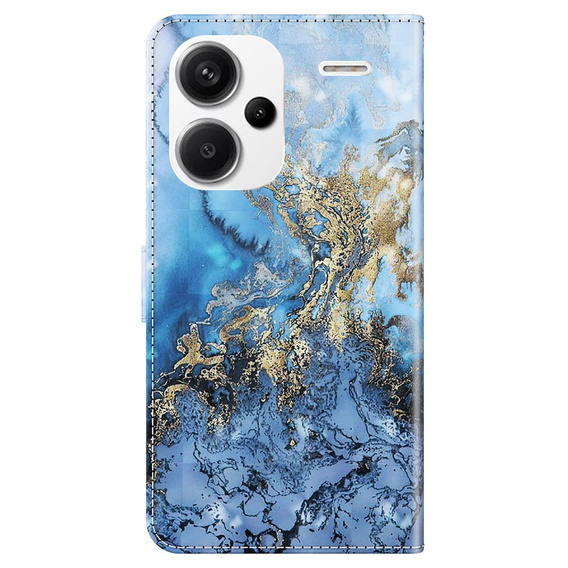 Откидной чехол для Xiaomi Redmi Note 13 Pro+, Wallet, Marble синий