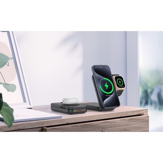 Індукційний зарядний пристрій з powerbank 10000mAh 15W Qi2 MagSafe для iPhone 12 13 14 15 16 / Apple Watch