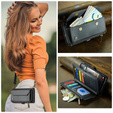 Чехол CASEME для Samsung Galaxy A56 5G, RFID Leather Wallet, с плечевым ремнем, чёрный
