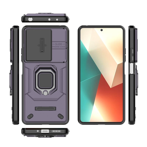 Чехол для Xiaomi Redmi Note 13 5G, KickStand Camera Lens, фиолетовый