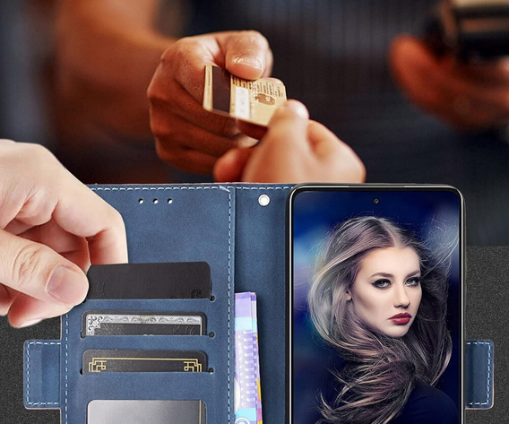 Откидной чехол для Motorola Edge 50 Pro, Card Slot, темно-синий