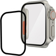 2в1 чохол та захисне скло для годинника Apple Watch 6/5/4/SE 44MM, Silver/Orange
