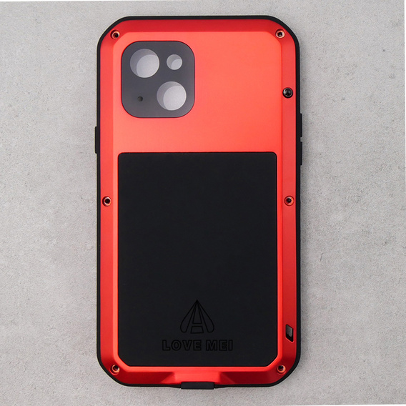 Чoхол Love Mei до iPhone 14, armored with glass, червоний